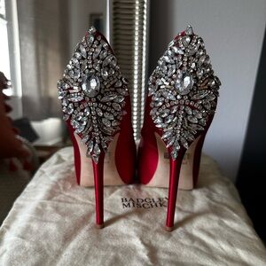 Badgley Mischka Red Kiara Peep Toe Pump